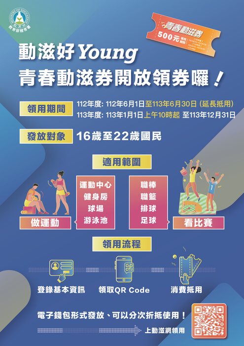 112年度青春動滋券抵用期程至113年6月30日止圖片