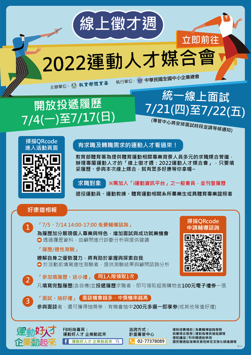 「線上徵才週－2022運動人才媒合會」圖片